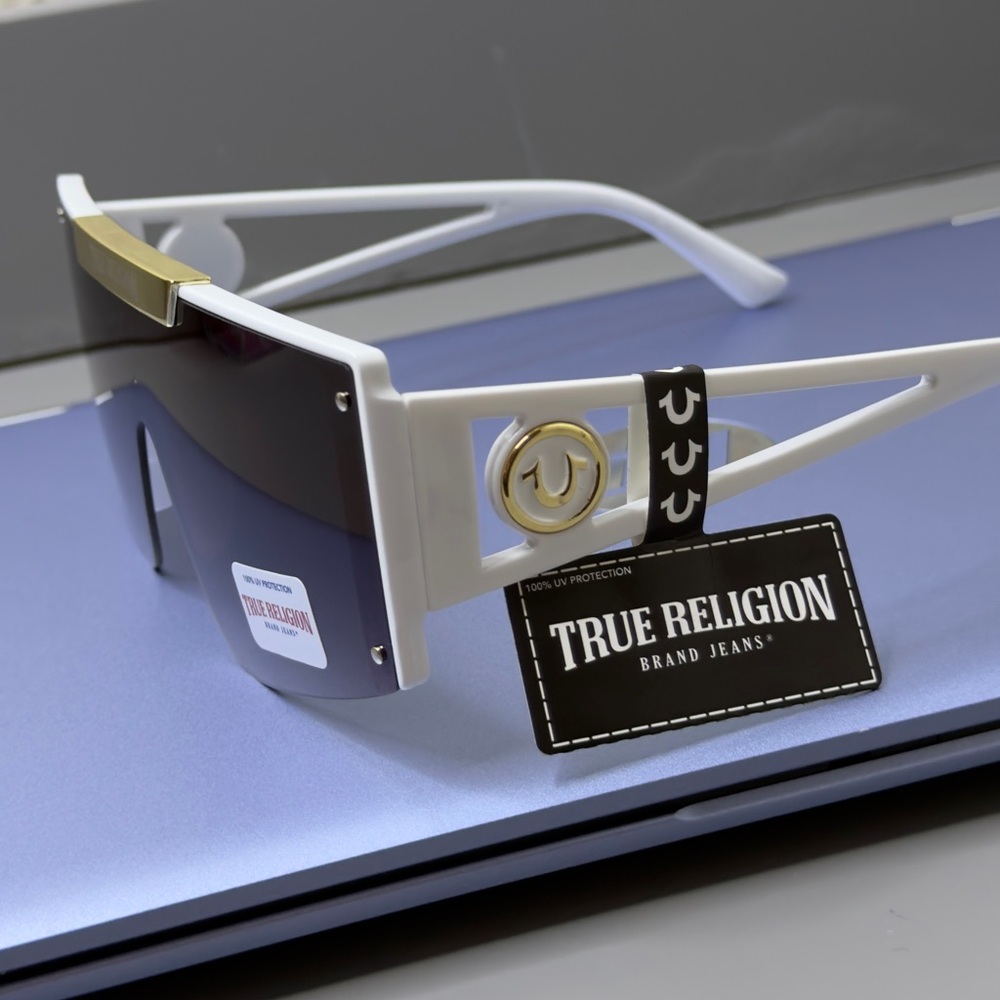 True Religion White and Gold Designer Sunglasses